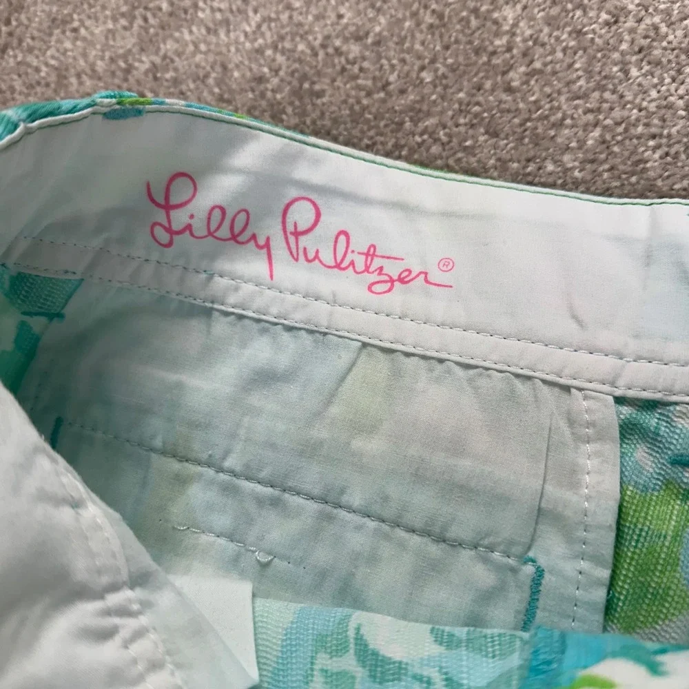 Lilly Pulitzer Womens 4 Callahan Shorts Blue Green‎ Floral Rose Cotton Summer
